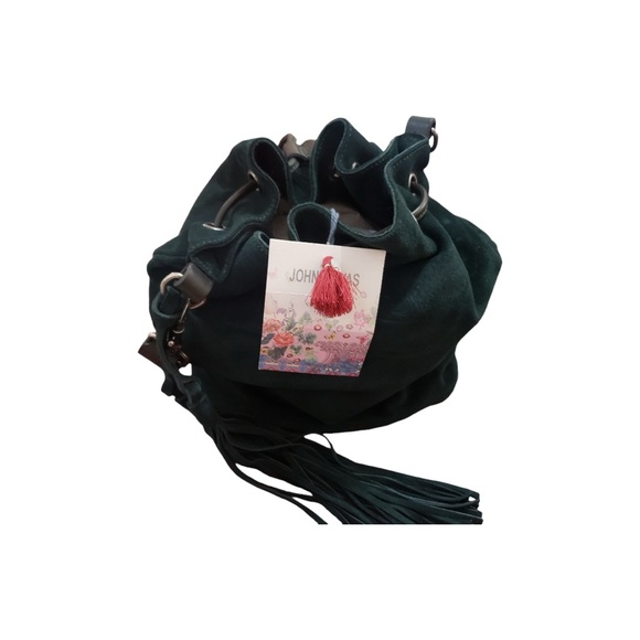 Johnny Was Los Angeles NWT Green Suede Drawstring Bag - Picture 3 of 12